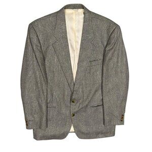 Vintage Silk Blend Tweed Blazer Sport Coat Made in Canada Beige 42R